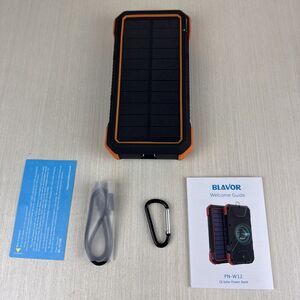 New BLAVOR PN-W12 Qi Solar Power Bank Flashlight Compass Orange